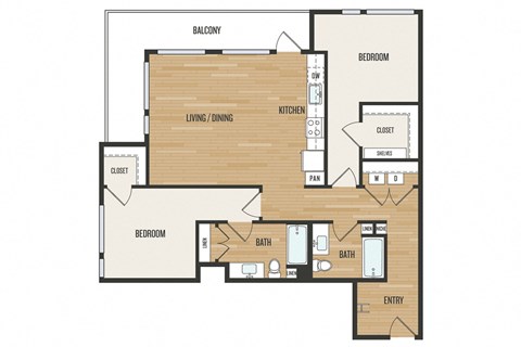 2 Bedroom C2 Floor Plan – Aura Burnside